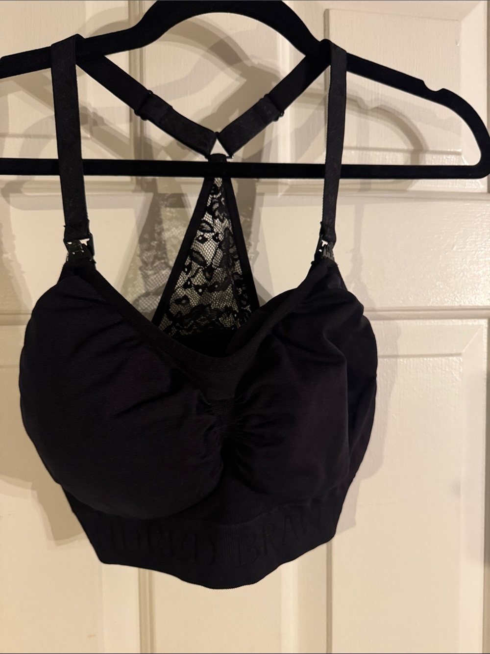 Kindred Bravely Black Lace-Back Nursing Bralette